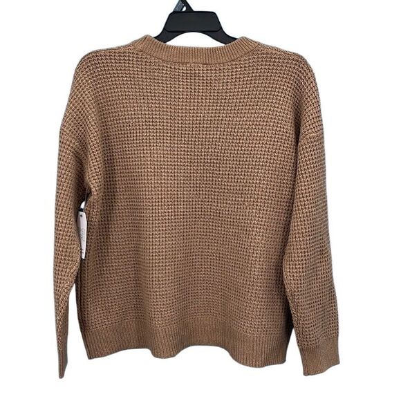 Women's Waffle Stitch Sweater with Long Sleeves, Midweight, Size XXXL - Picture 3 of 6